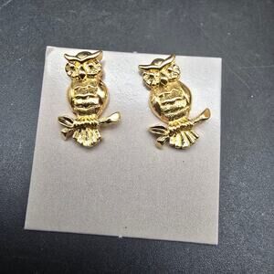 Avon 1991 Hooty Owl Earrings Pierced Post Bird In Box Vintage